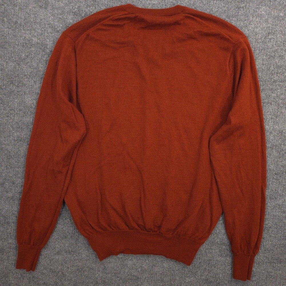 Peter Millar Sweater Mens L Blood Orange Extrafine Italian Merino Wool V Neck - Picture 3 of 8